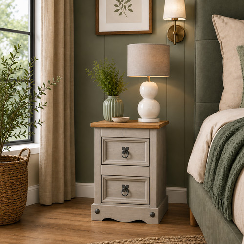 Corona bedside table grey - bedside,