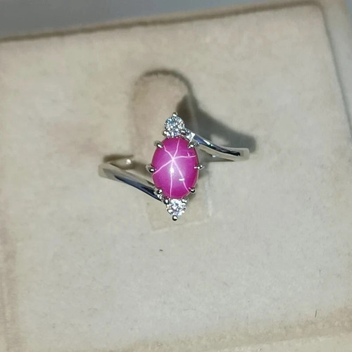 Silver ring pink - silver, sapphire