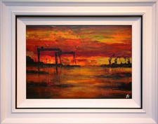 Original Oil Painting Irish Art HARLAND & WOLFF DOCKS BELFAST N. IRELAND TITANIC