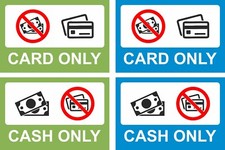 CASH ONLY SIGN OR CARD ONLY SIGN- FOR SALON BUSINESS OR SHOP  A4