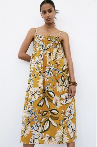 Zara mustard tropical floral - mustard,