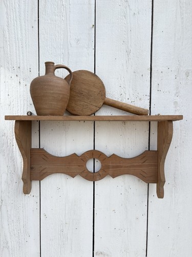 French vintage pine shelf with - vintage,