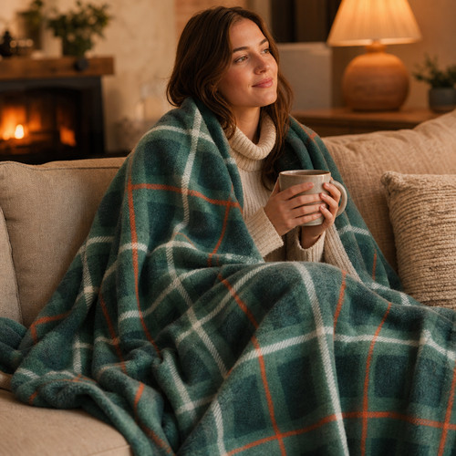 Fleece blanket throw green - fleece,