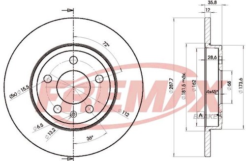 Brake disc fremax 5316 for - disc, bd-5316