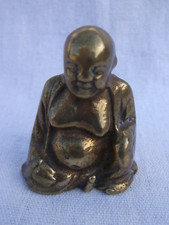 NA301 GOOD SMALL ANTIQUE BRONZE CHINESE BUDDHA IN SUPERB CONDITION C1870-80S