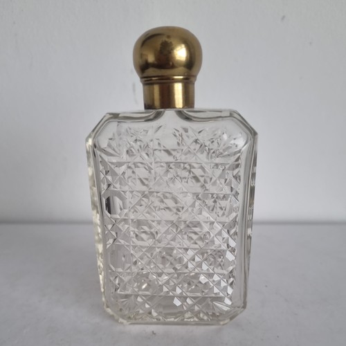 Antique cut glass hip - cut, flask