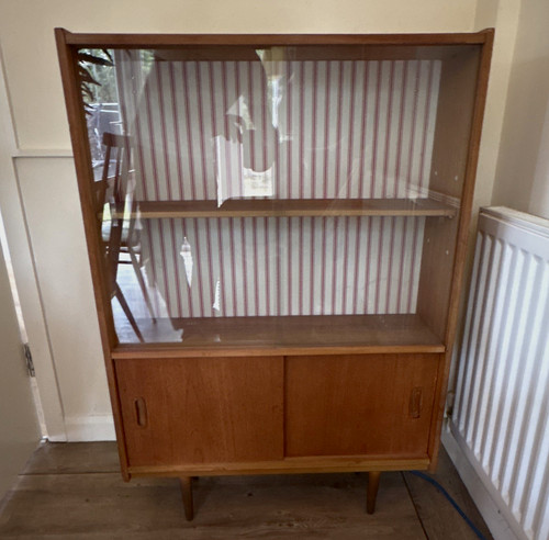 Brown wood glass display - wood,