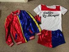 Kids Harley Quinn Harlequin Suicide Squad Film Halloween Fancy Dress Age  8 - 9