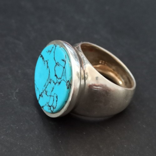 Silver ring turquoise massive - ring,