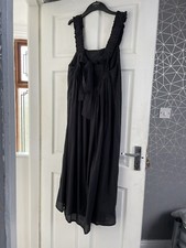 Boohoo black dungaree dress