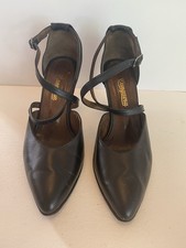 Tanguera Black Leather Argentine Tango Shoes With Leather Sole Size 5