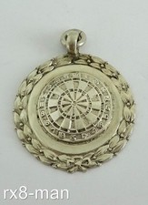 VINTAGE 1953 SOLID STERLING SILVER DARTS POCKET WATCH ALBERT CHAIN FOB OR MEDAL