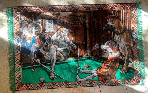 Vintage dogs playing pool - dogs,