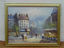 Vintage Impressionist style Oil Painting of French Paris Street Scene -Burnett