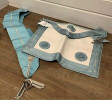 Freemasons Masonic Master Apron And Sash - White And Light Blue