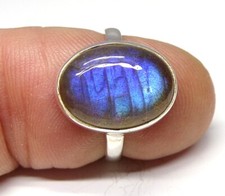 Handmade 925 Sterling Silver 15 x 11 mm Oval Labradorite Stone Ring Size G to X