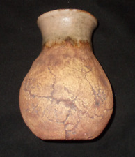 ART POTTERY VASE PINK / BROWN ARTIST MARKED IN BASE APPROX 7INS TALL
