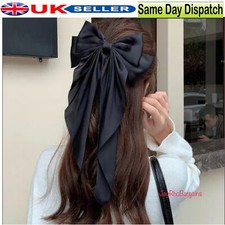 Large Bow Ribbon Barrettes Steel Hairpin Satin Hair Clip Hair Accessories BLACK