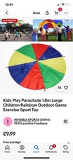 Kids Play Parachute 1.8m Large Children Rainbow Outdoor Game Exercise Sport Toy