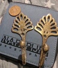 Nice Pair Of Vintage Brass Hooks, Make Nice Curtain Ties Coat Hangers Door Hook