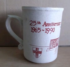 Vintage Laugharne Stoneware Pottery Mug 25th Anniversary 1990 St George's School