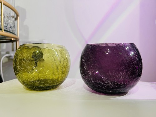 Pair vintage crackle - vintage, glass
