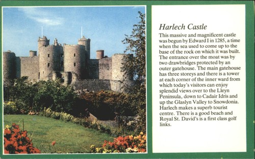 Harlech castle postcard - castle,