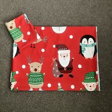 CHRISTMAS BEDDING SET REVERSIBLE SINGLE KIDS SANTA CLAUS ELF RED Duvet cover 