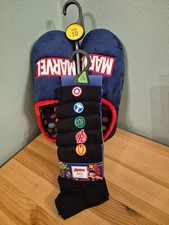 Brand New Marvel Boy's Men's Mule Slippers Anti-Slip & Matching Socks UK Size 10