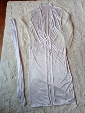 Wedding white lace long flare sleeve dressing gown full length satin robe & tie