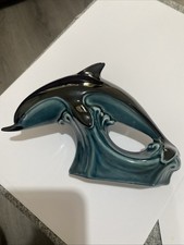 Poole Pottery - Blue Glaze Dolphin - Ceramic Figurine - 17cm Long