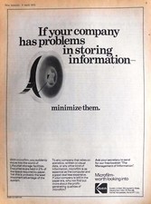1974 Advert for KODAK MICROFILM Document Storage System Original Print Ad 744F
