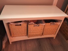 White Hallway Bench with Storage