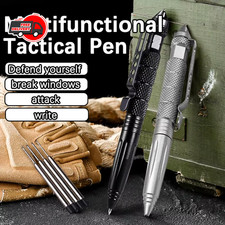 Metal Tactical Pen Self Defense Ballpoint EDC Tool Glass Breaker Survival Pen