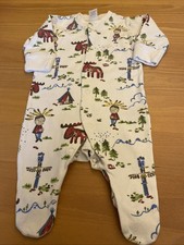 baby boys clothes 0-3 months Next White Cotton Teepee Moose Babygrow Sleepsuit