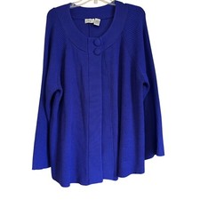 Laura Ashley Woman Sweater Cape 3X Plus Purple Stretch Ribbed Knit Cardigan