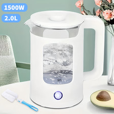 2L Electric Kettle Glass Fast Boil 360° Blue LED Illuminated Portable Jug 1500W