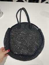 H&M Black Large Rattan Straw
