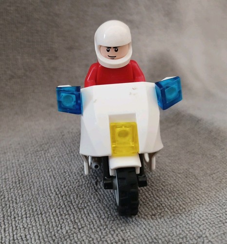 Lego white motorbike with - white,