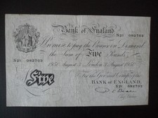 White Fiver £5 Banknote