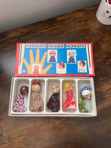 Vintage wooden finger puppets - vintage,