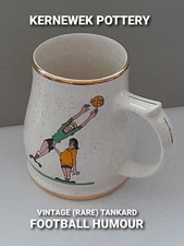 VINTAGE (RARE) KERNEWEK POTTERY (CORNWALL) FOOTBALL HUMOUR TANKARD