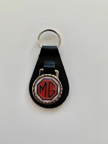 Black leather keyring fob - black, keyring/