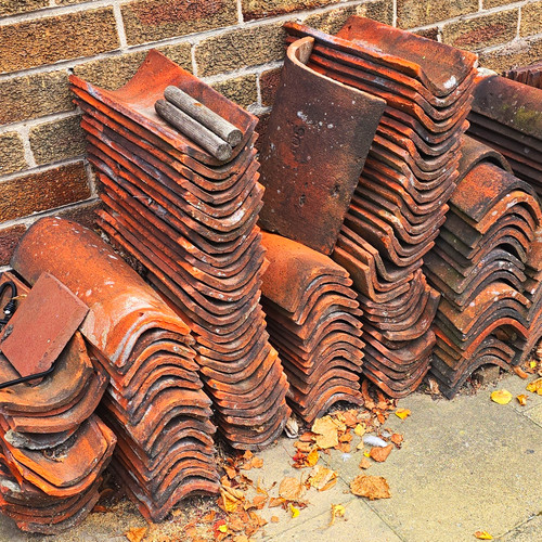 Red clay pantiles - red, lot.