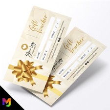 Custom Printed Business Gift Vouchers | Gold Glitter Generic Bow Present 01