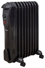 Schallen Black Portable Electric Slim Oil Filled Radiator Heater 3 Heat Settings