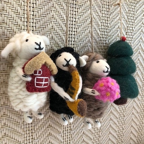 Handmade felt sheep ornaments - felt,