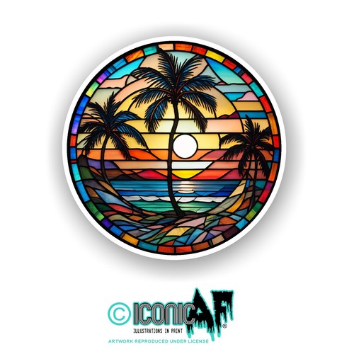 Large palm trees sunset surf - palm, &