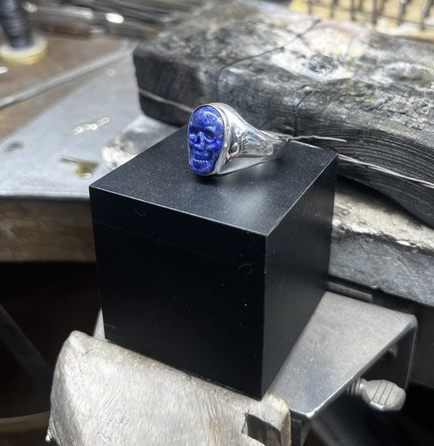 Lapis skull and silver ring - and,