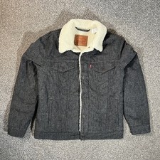 Levi’s Sherpa Trucker Denim Jacket Grey Soft Cotton Jersey Finnish Medium NWT